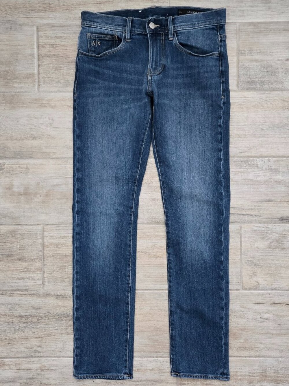 Armani Exchange J13 Slim Jeans Mens Washed Blue Designer Stretch Denim 29